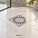 Onimi FT153-4 Stainless Steel Square Floor Tray / Floor Drain – 110mm Swirl Design