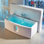 Eurano ERN 11030 Premium Whirlpool Bathtub 2-Person Spa Tub with LED Lights, Air & Water Massage, Hand Shower & Waterfall