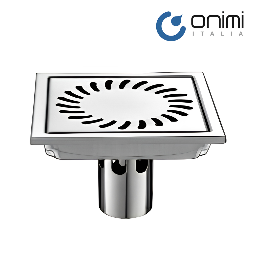 Onimi FT153-6 Stainless Steel Square Floor Tray / Floor Drain – 150mm Swirl Design