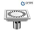 Onimi FT153-6 Stainless Steel Square Floor Tray / Floor Drain – 150mm Swirl Design