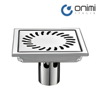 Onimi FT153-6 Stainless Steel Square Floor Tray / Floor Drain – 150mm Swirl Design