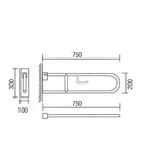 Saniware SWP-SS-304-GB-3275U SUS304 Stainless Steel U-Shape Foldable Grab Bar Wall Mounted Bathroom Safety Support Rail with Tissue Holder 32 x 750mm for Elderly Disabled Toilet Use