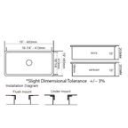 Cavarro CL191908 483 × 483mm White Fireclay Square Single Bowl Kitchen Sink Flush Mount or Undermount Ideal for Compact Kitchens