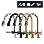 Saniware SWP‑SS‑304‑3970 Stainless Steel Flexible Hose Kitchen Pillar Sink Tap with Waterfall Spout