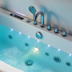 Eurano ERN 11030 Premium Whirlpool Bathtub 2-Person Spa Tub with LED Lights, Air & Water Massage, Hand Shower & Waterfall