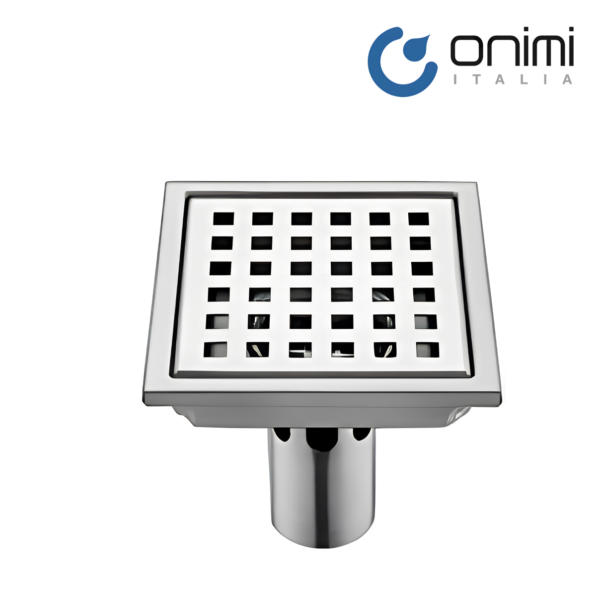 Onimi FT154-4 110 x 110mm Matt Silver Square Stainless Steel Floor Trap