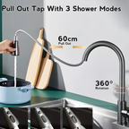 Saniware SWP‑SS‑304‑3970 Stainless Steel Flexible Hose Kitchen Pillar Sink Tap with Waterfall Spout