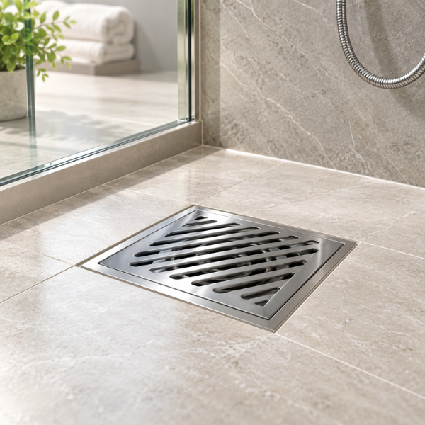 Saniware SUS304 150 x 150mm Square Floor Trap Grating Bathroom Shower Drain Cover Anti-Odour Anti-Pest – Silver / Gold / Rose Gold / Gun Metal