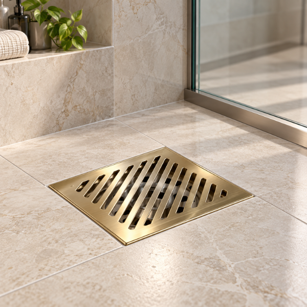 Saniware SUS304 150 x 150mm Square Floor Trap Grating Bathroom Shower Drain Cover Anti-Odour Anti-Pest – Silver / Gold / Rose Gold / Gun Metal