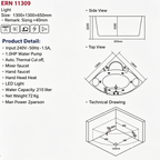 Eurano ERN 11309 Corner Whirlpool Bathtub 2-Person Spa Tub with Massage Jets, LED Lights & Hand Shower