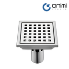 Onimi FT154-6 150 x 150mm Matt Silver Large Square Stainless Steel Floor Trap