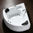 Eurano ERN 11309 Corner Whirlpool Bathtub 2-Person Spa Tub with Massage Jets, LED Lights & Hand Shower