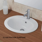 Saniware WB-222 560mm Ceramic White Counter Top Drop-In Basin Sinki Tandas Bilik Mandi For Bathroom, Vanity, Kitchen & Commercial Use