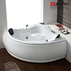 Eurano ERN 11333 Corner Whirlpool Bathtub 1500×1500×700mm  3-Person Spa Tub with Massage Jets, Bubble System, LED Light & Hand Shower