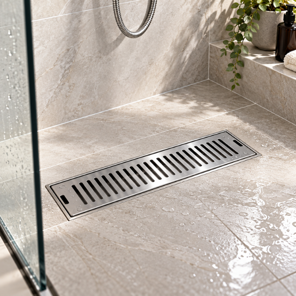 Saniware SUS304 Stainless Steel Long Floor Trap Grating 100mm Width Bathroom Shower Drain Floor Waste Grating – 200mm / 300mm / 400mm / 600mm