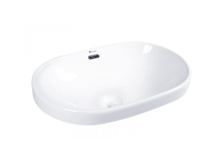 DOCASA 243C 590mm Ceramic White Counter Top Basin Sinki Tandas Bilik Mandi For Bathroom,Dining Area, And Outdoor Murah