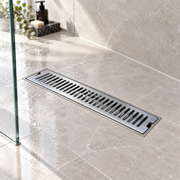 Saniware SUS304 Stainless Steel Long Floor Trap Grating 100mm Width Bathroom Shower Drain Floor Waste Grating – 200mm / 300mm / 400mm / 600mm