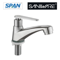 Saniware SWP-SS-304-60 304 Stainless Steel Basin Pillar Tap Brushed Silver Suitable for  Standard bathroom wash basins, countertop basins, powder rooms, guest bathrooms