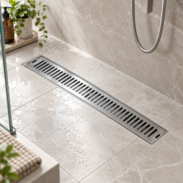 Saniware SUS304 Stainless Steel Long Floor Trap Grating 100mm Width Bathroom Shower Drain Floor Waste Grating – 200mm / 300mm / 400mm / 600mm