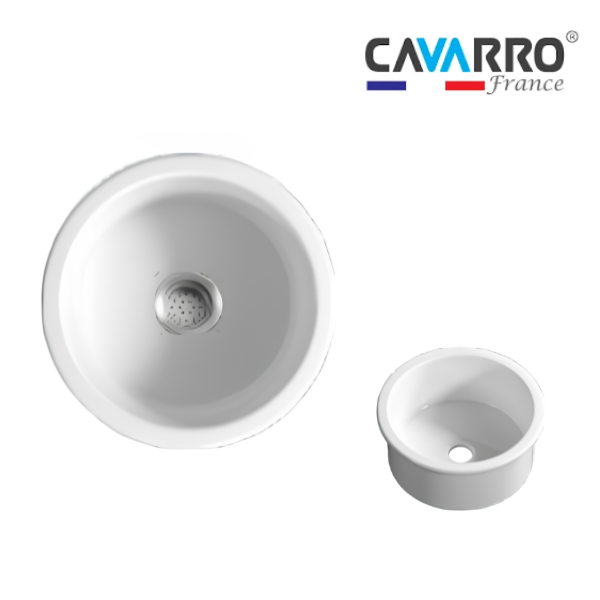 Cerravo Levanzo CL181809 460 × 460 × 230mm White Round Single Bowl Undermount or Flush Mount CL181809 Round Fireclay Ceramic Kitchen Sink
