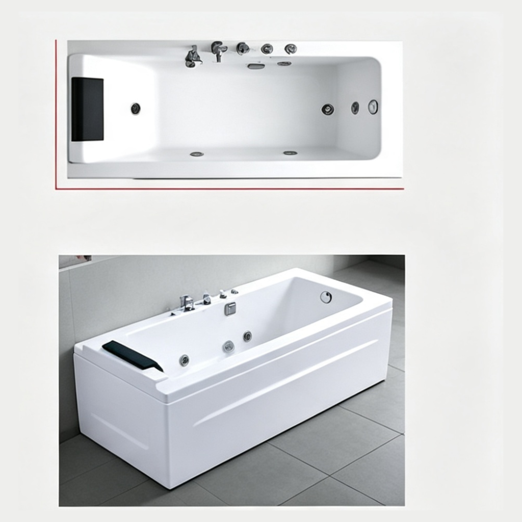 Eurano ERN 11341 (Left & Right) Whirlpool Bathtub 1700x850x650mm Left &amp; Right Skirt Options Massage Jets, LED Light, Faucet, and Headrest Included