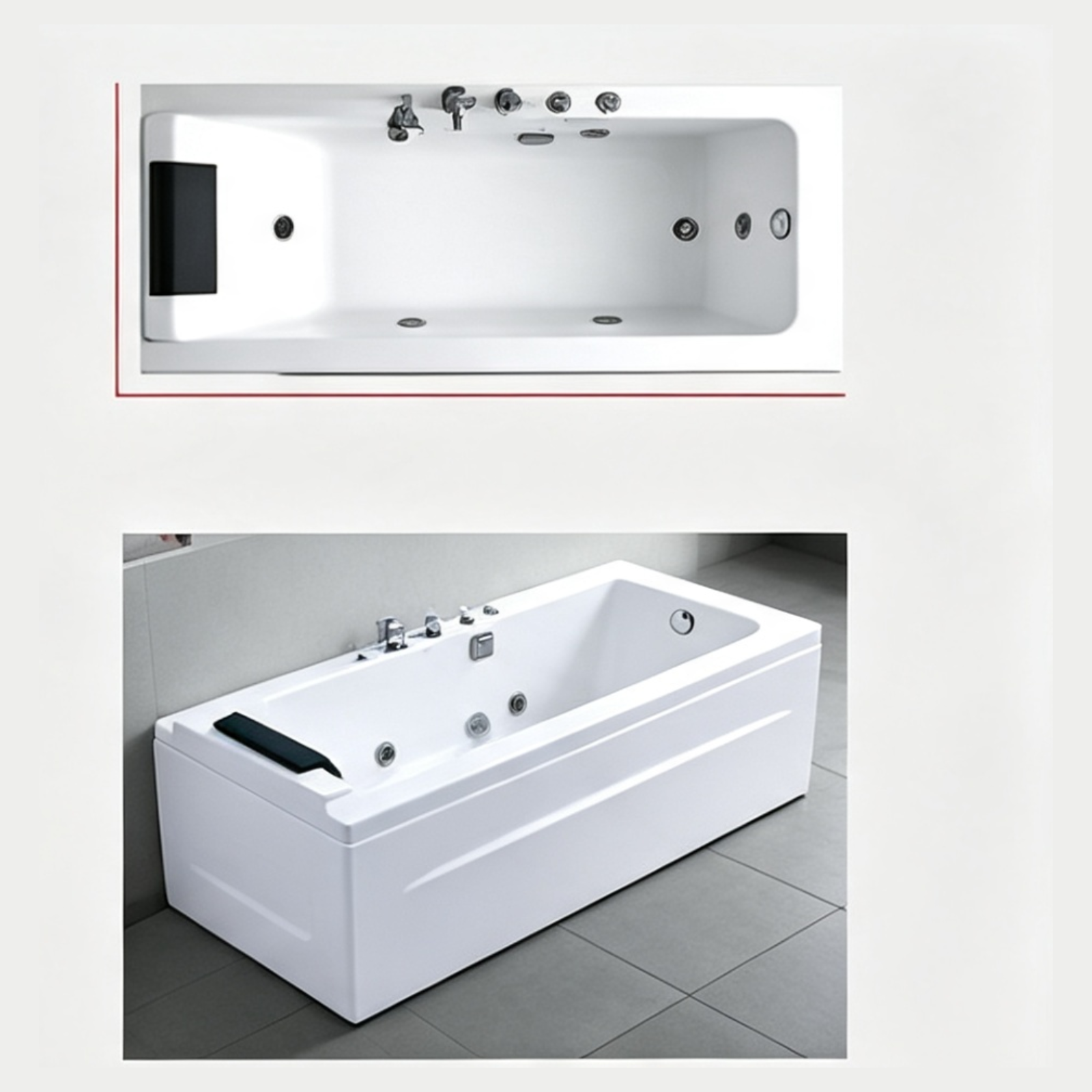 Eurano ERN 11341 (Left & Right) Whirlpool Bathtub 1700x850x650mm Left &amp; Right Skirt Options Massage Jets, LED Light, Faucet, and Headrest Included