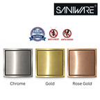 SWFG SUS304 150x150mm Square Floor Grating Anti-Odor Anti-Pest Stainless Steel Floor Trap Drain Cover for Bathroom Shower – Stainless Steel / Gold / Rose Gold