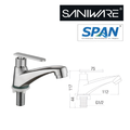 Saniware SWS-304-2860 304 Stainless Steel Basin Pillar Tap – Brushed Silver Suitable for Regular bathroom basins, vanity sinks, residential & commercial wash areas