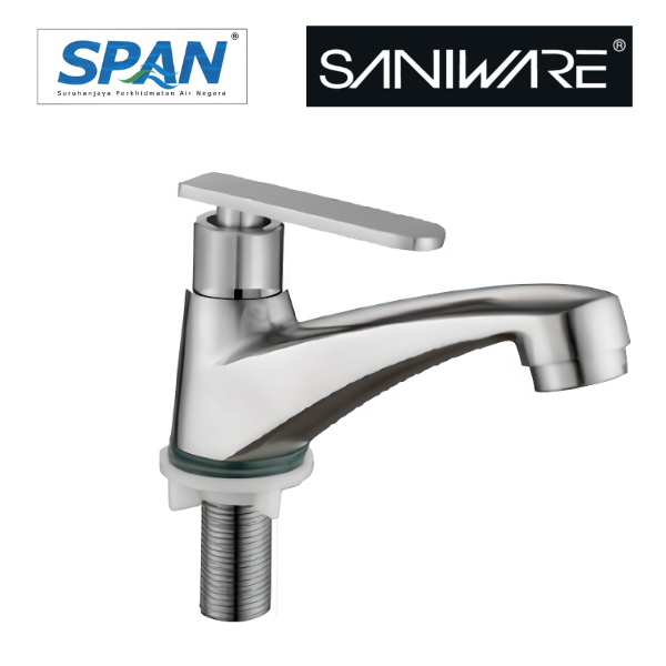 Saniware SWS-304-2860 304 Stainless Steel Basin Pillar Tap Brushed Silver Suitable for Regular bathroom basins, vanity sinks, residential & commercial wash areas