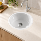 Cerravo Levanzo CL181809 460 × 460 × 230mm White Round Single Bowl Undermount or Flush Mount CL181809 Round Fireclay Ceramic Kitchen Sink