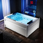 Eurano ERN 11653A 6-Person Whirlpool Bathtub (1900×1500×830mm) LED Hydrotherapy Massage Spa Tub with Air Jets, Waterfall & Digital Control