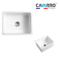 Cerravo Levanzo CL241810 600 × 470mm White Fireclay Rectangular Single Bowl Kitchen Sink Flush Mount or Undermount Ideal for Home Kitchens and Utility Rooms