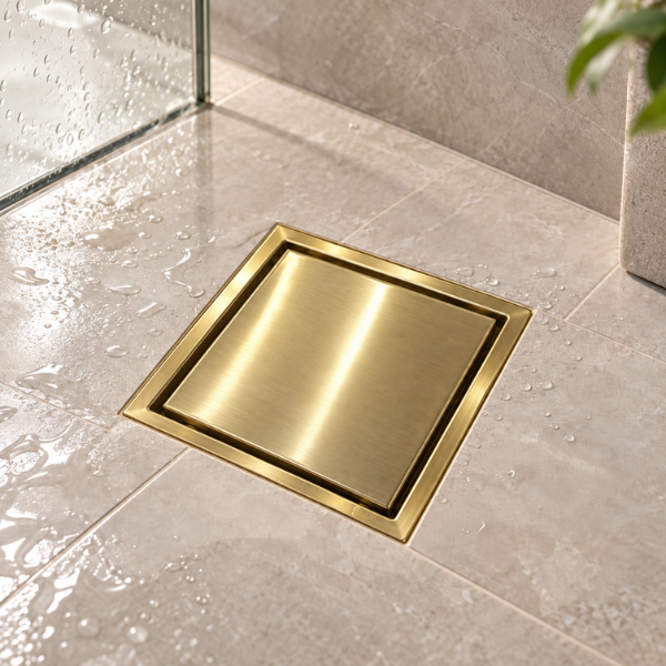 Saniware SUS304 150x150mm Square Floor Grating Anti-Odor Anti-Pest Stainless Steel Floor Trap Drain Cover for Bathroom Shower – Stainless Steel / Gold / Rose Gold
