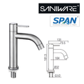 Saniware SWS-304-3961 304 Stainless Steel Basin Pillar Tap Brushed Silver Suitable for Compact basins, small bathrooms, utility sinks & budget renovation projects