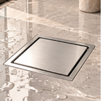 Onimi FT155-4 110 x 110mm Matt Silver Square Stainless Steel Floor Trap