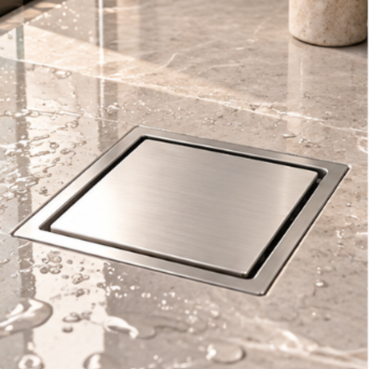 Onimi FT155-4 110 x 110mm Matt Silver Square Stainless Steel Floor Trap