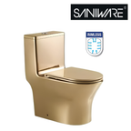 Saniware WC-9393-S250-G Gold 670mm Ceramic Gold One-Piece Washdown Toilet Sinki Tandas Bilik Mandi S-Trap 250mm Roughing-In For Bathroom Renovation & Luxury Homes