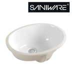 Saniware WB-307 490mm Ceramic White Under Counter Basin Sinki Tandas Bilik Mandi For Bathroom Vanity, Kitchen & Commercial Use