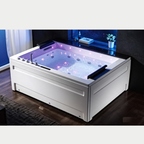 Eurano ERN 11653A 6-Person Whirlpool Bathtub (1900×1500×830mm) LED Hydrotherapy Massage Spa Tub with Air Jets, Waterfall & Digital Control