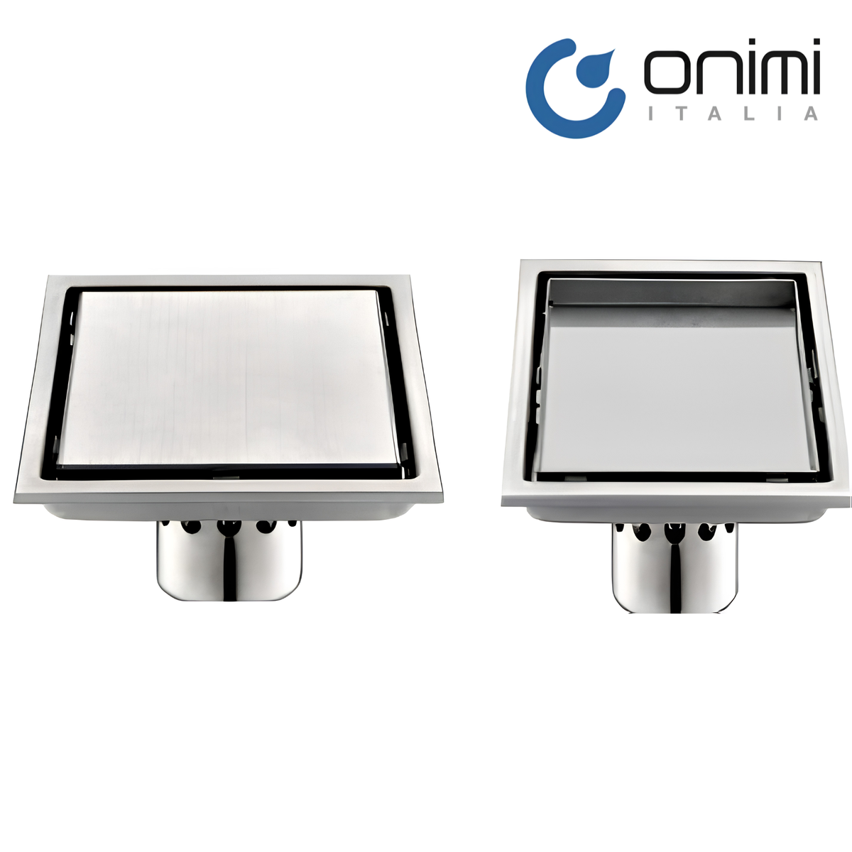 Onimi FT155-6 150 x 150mm Matt Silver Square Stainless Steel Floor Trap