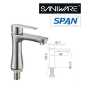 Saniware SWP-SS-304-87 304 Stainless Steel Tall Basin Pillar Tap Brushed Silver Suitable for:Premium vessel basins, above-counter basins, luxury bathroom setups, high-end home & hotel renovations