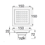 SWFG SUS304 150x150mm Square Hole Floor Grating Anti-Odor Anti-Pest Stainless Steel Bathroom Floor Trap Drain – Stainless Steel / Gold / Rose Gold