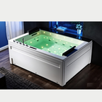 Eurano ERN 11653A 6-Person Whirlpool Bathtub (1900×1500×830mm) LED Hydrotherapy Massage Spa Tub with Air Jets, Waterfall & Digital Control