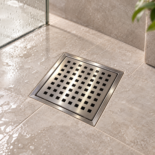Saniware SUS304 150x150mm Square Hole Floor Grating Anti-Odor Anti-Pest Stainless Steel Bathroom Floor Trap Drain – Stainless Steel / Gold / Rose Gold