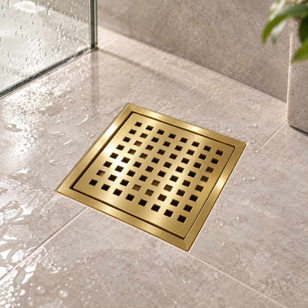 SWFG SUS304 150x150mm Square Hole Floor Grating Anti-Odor Anti-Pest Stainless Steel Bathroom Floor Trap Drain – Stainless Steel / Gold / Rose Gold