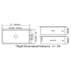 Cavarro Levanzo CL271910 685 × 483mm White Fireclay Rectangular Single Bowl Kitchen Sink Flush Mount or Undermount Ideal for Family Kitchens and Utility Rooms