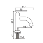 Saniware SWS-304-2859 304 Stainless Steel Tall Basin Pillar Tap Brushed Silver Suitable for Raised countertop basins, vessel sinks, contemporary bathroom setups