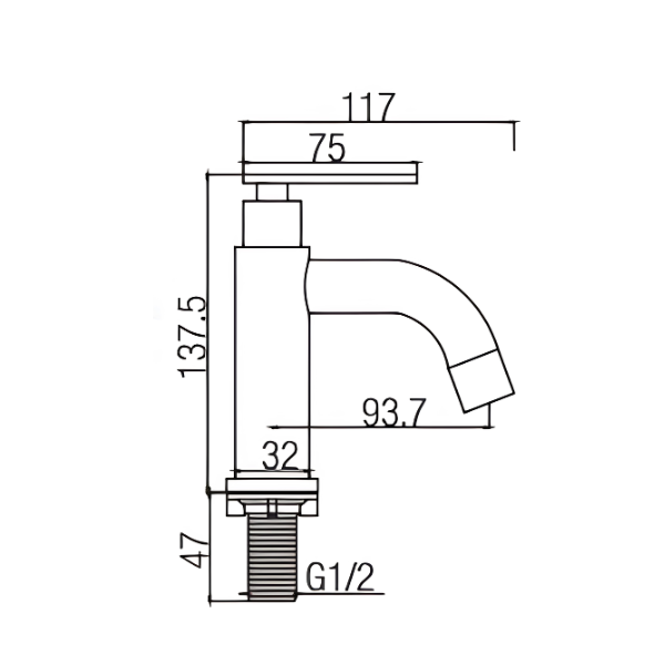 Saniware SWS-304-2859 304 Stainless Steel Tall Basin Pillar Tap Brushed Silver Suitable for Raised countertop basins, vessel sinks, contemporary bathroom setups