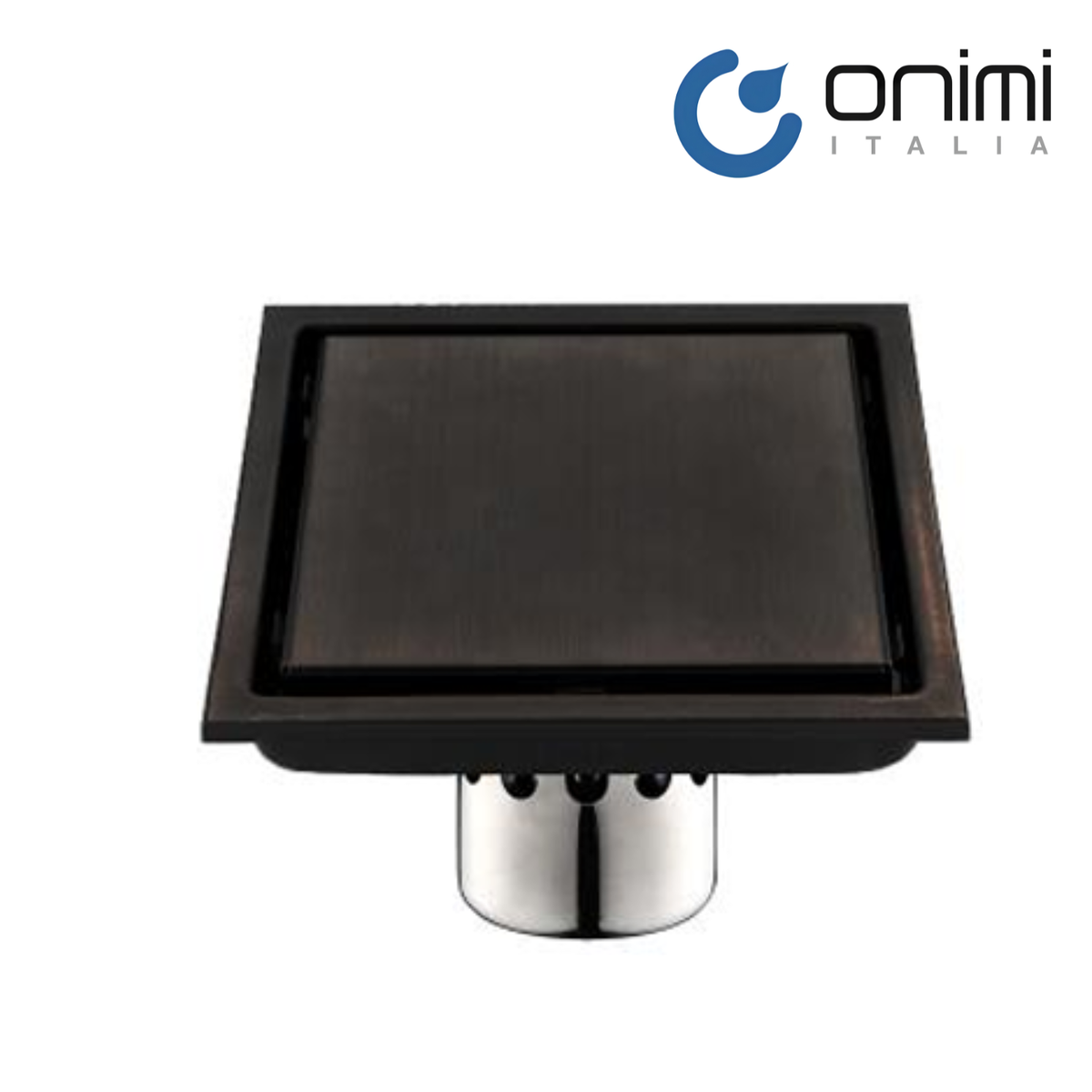 Onimi FT155-150-BL 150 x 150mm Matt Black Square Stainless Steel Floor Trap