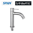 Saniware SWS-304-3961 304 Stainless Steel Basin Pillar Tap Brushed Silver Suitable for Compact basins, small bathrooms, utility sinks & budget renovation projects